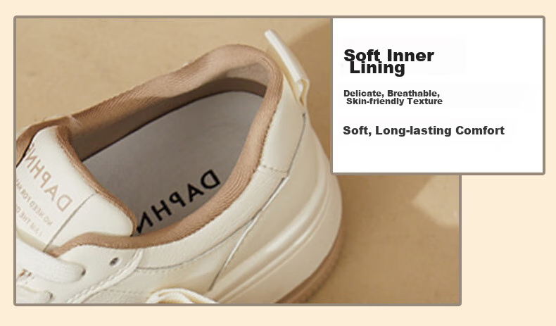 DAPHNE Women's Casual Shoes, Thick-Soled White Sneakers, Versatile Soft-Bottomed Comfortable Flat Shoes, Slimming Athletic Skateboard Shoes for Women, Milk Tea Color, Size 37 14