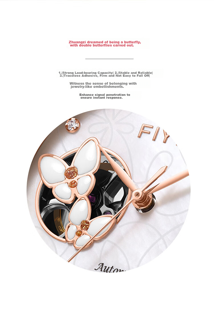 FIYTA Qingcheng Series, Mother-Of Dial, Butterfly Dance Skeleton Dial, Ceramic Mechanical Women's Watch, Holiday And Birthday Gift 6