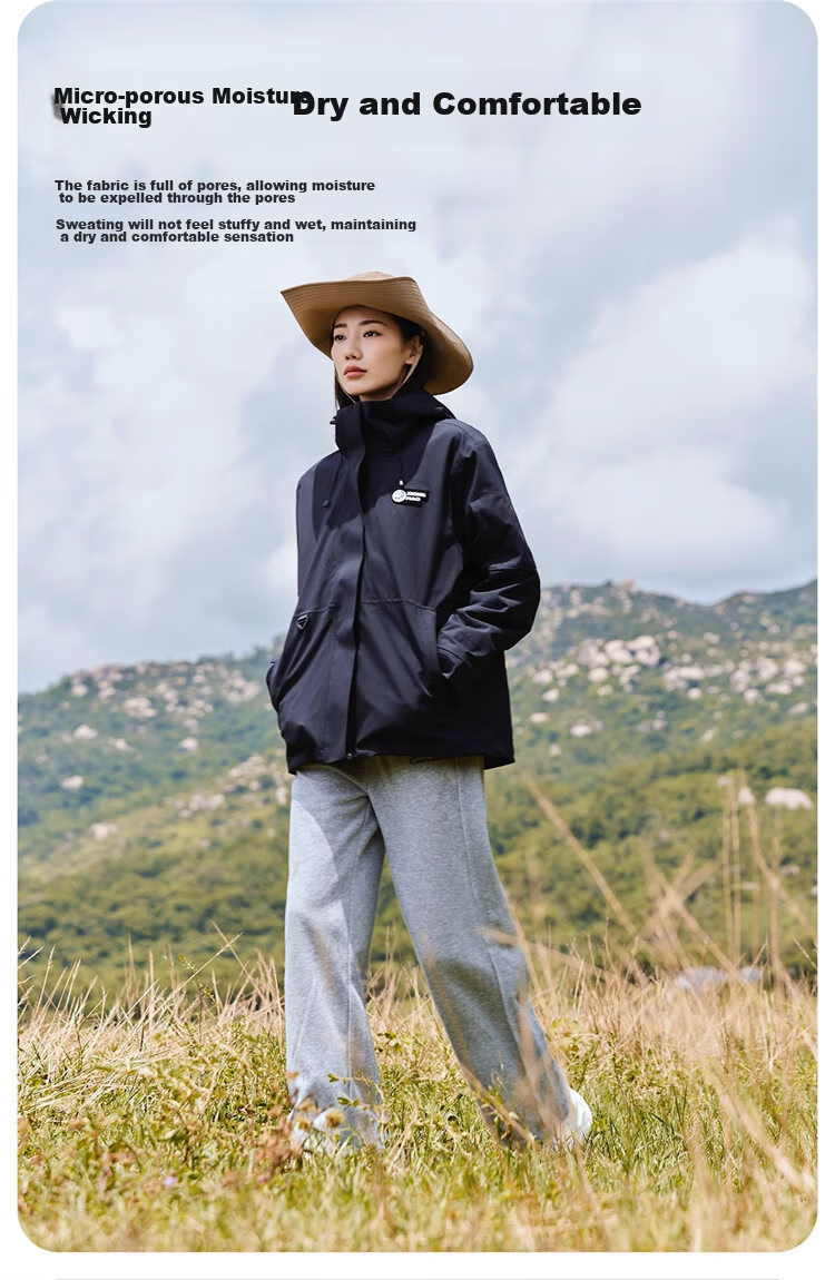 CAMEL [Xiongmao Series] Outdoor Jacket Three-In Mountaineering Suit 31156 Ice Crystal Gray, Men's XL 9