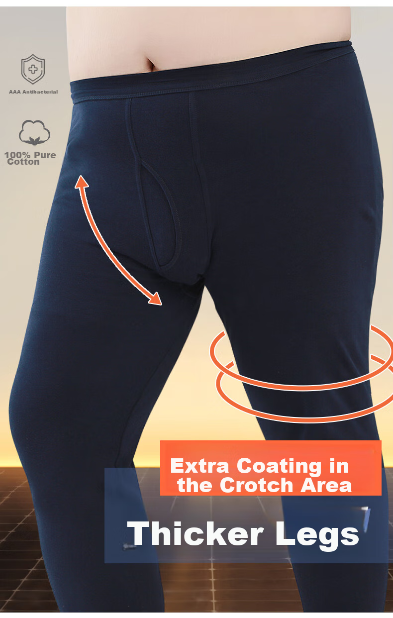 Hengyuanxiang [Large Size Men's Autumn Pants] 100% Pure Cotton Thin Plus-Size Antibacterial Thermal Underwear Base Layer Cotton Pants Spring And Autum 3
