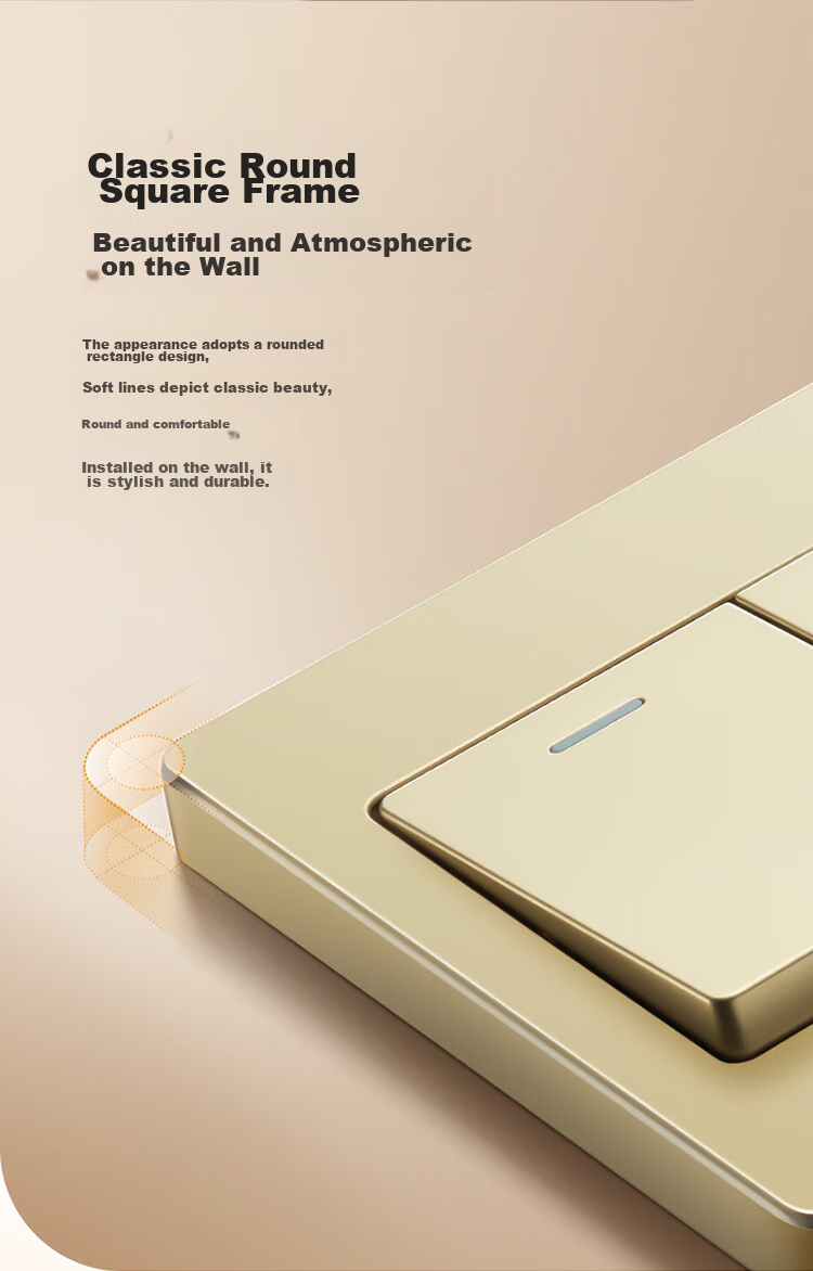 BULL Wall Switch G07 Series, Two-Gang Single-Control Switch, 86-Type Panel G07K211C(U6), Champagne Gold 3