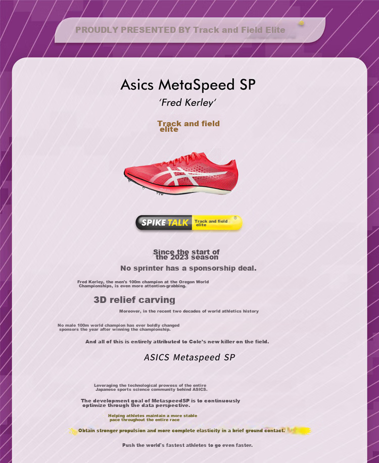 Asics SP Track And Field Elite Carbon Plate Thick-Soled Sprint Spikes, Size 42 1