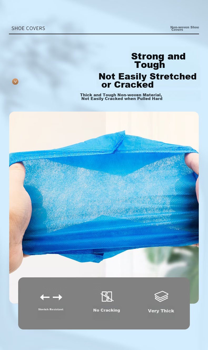 Baicaoyuan Disposable Shoe Covers, Thickened Non-Woven Fabric, 100 Pieces, Sample Room Computer Room Dust-Proof Breathable Shoe Covers, Home Use One Size Fits All, Blue 12