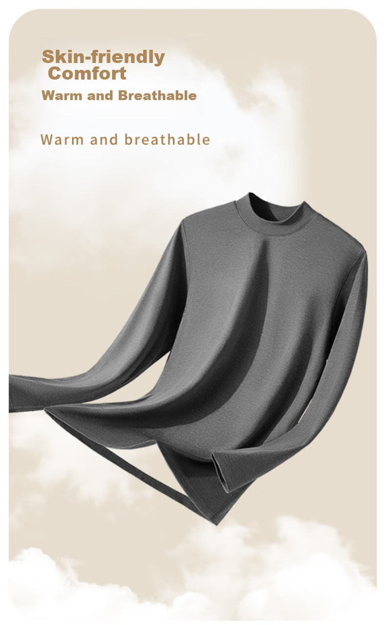 LangSha Men's Wool And Silk Blend Sweater [2026 Autumn/Winter New Arrival], Base Layer, Warm Top, 7A Antibacterial, Fleece-Lined, Heat-Generating 12