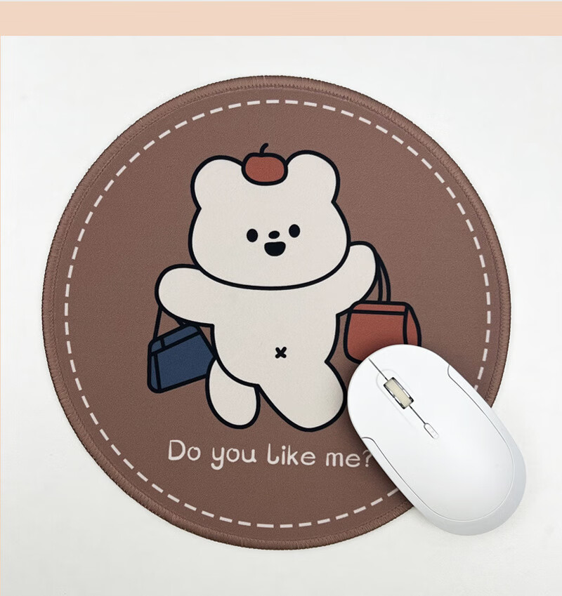 Youbili Mouse Pad Small Cute Cartoon Round Office Desk Mat Customized for Women, E-Sports Gaming Creative Round Pad Diameter 24cm 9400-Love Bear 10