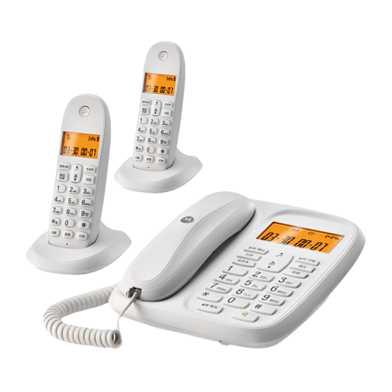 Motorola Digital Cordless Telephone, Wireless Landline, Parent-Child Handset One-To, for Office And Home Use, Chinese Display, Free Installation Set CL102C (White)