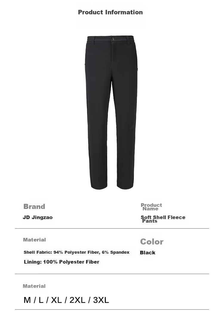 JD Original Fengdun 300 Soft Shell Pants, Wear-Resistant Outdoor Windproof Professional Hiking Trousers for Men, Obsidian Black, 3XL 20