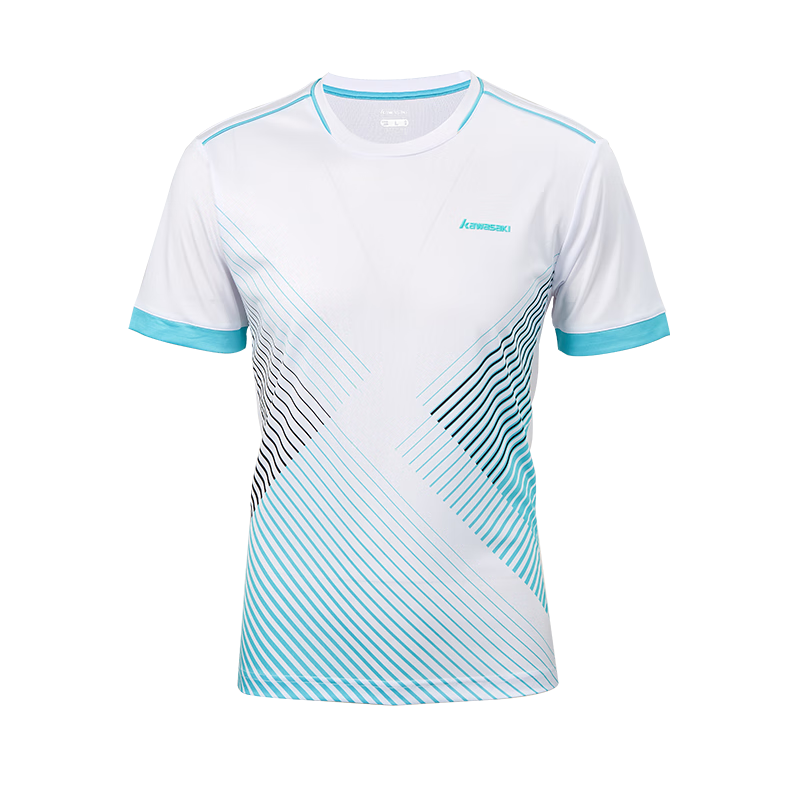 KAWASAKI Badminton Outfit Set, Summer Style, Sports Quick-Dry Short-Sleeve T-Shirt, Training Team Uniform A1806, Men's White And Black, 3XL