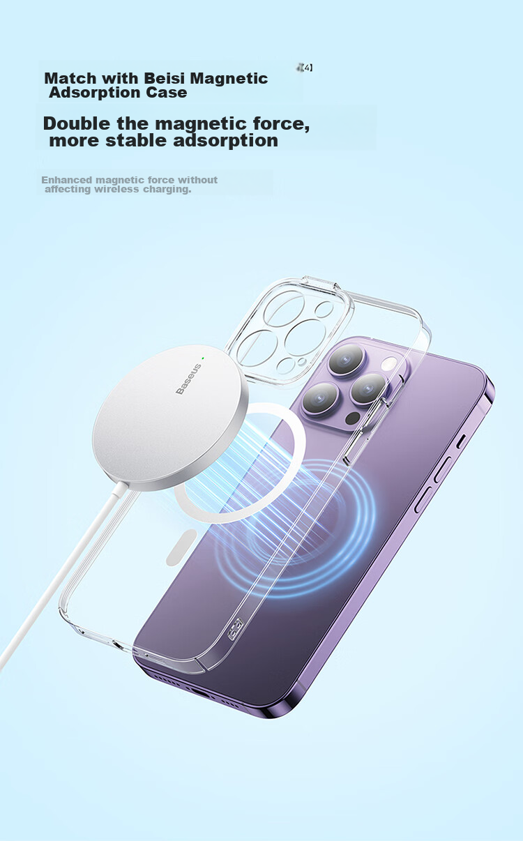 BASEUS Wireless Charger for IPhone 17 Pro Max, Supports MagSafe Magnetic Fast Charging, Compatible with Apple 17/16/15 Huawei Phones And AirPods Earphones, White 15