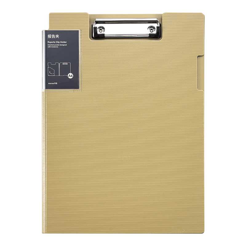TIANSE A4 File Folder, Vertical Folding Board Clip, Thickened Foam PP Conference Folder, Secretary Folder, Document Folder, Exam Paper Folder, Signature Presentation Folder, Office Supplies TS-1632, Antique Bronze Brow