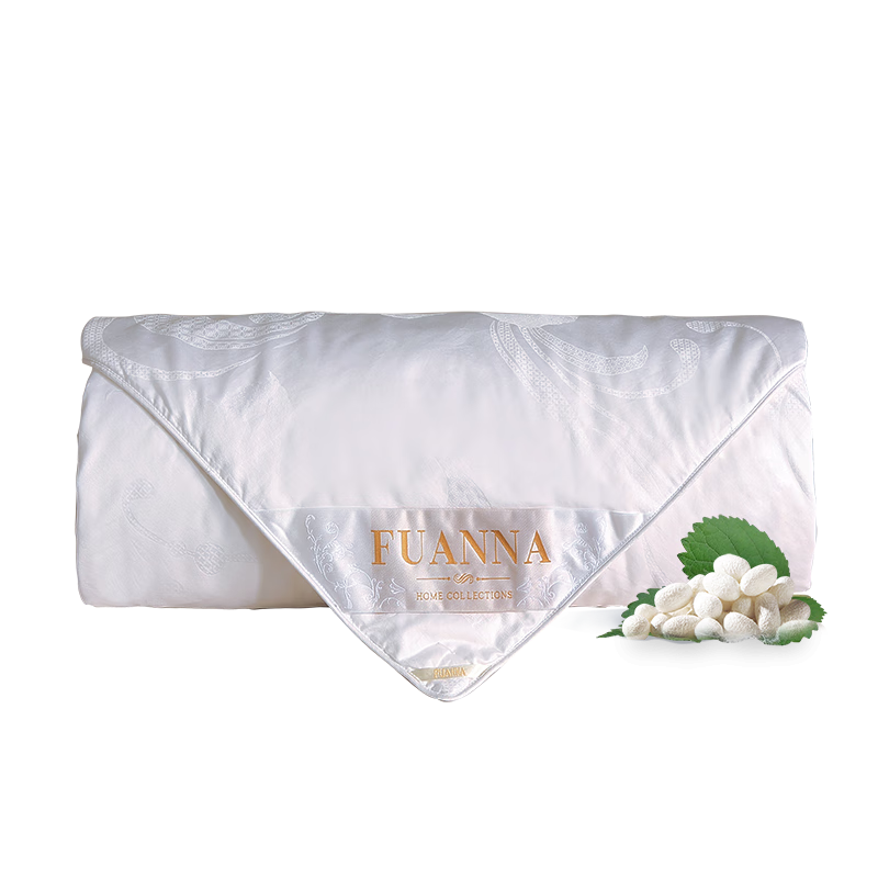 FUANNA 100% Mulberry Silk Comforter, Double-Size Summer Cool Quilt, Pure Cotton Antibacterial Air Conditioning Blanket, Double-Sized Summer Quilt, Gift, 203x229cm
