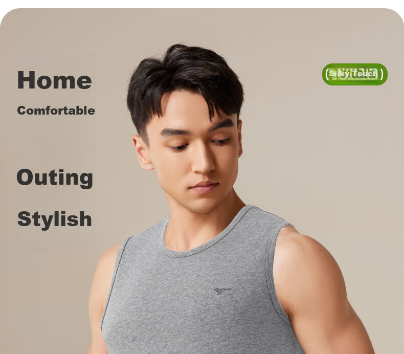 SEPTWOLVES Men's Sports Wide-Shoulder Tank Top, Casual Cotton-Modal Round Neck Versatile Athletic Undershirt for Home Wear 11