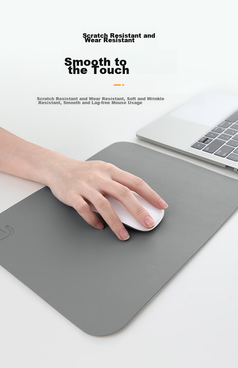 Rantopad Leather Waterproof PU Mouse Pad, Waterproof Desk Mat, Office And E-Sports FPS Gaming Non-Slip Simple Smooth Computer Mouse Pad for Valorant, Dark Gray 9