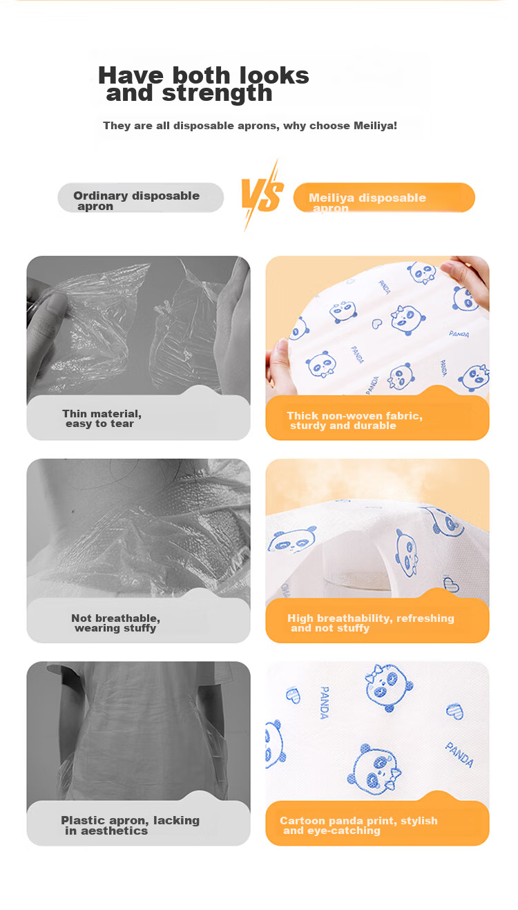 MARYYA Disposable Apron, 10 Pieces, for Hot Pot Restaurants, Adults And Children, Waterproof And Oil-Proof Bib Waist Apro 3