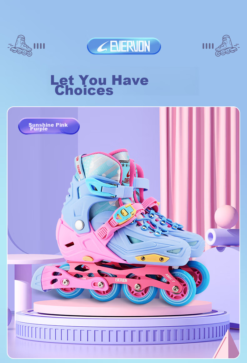 EVERVON Roller Skates for Adults And Children, Inline Skates MQ2 with Helmet And Protective Gear, Purple, Size L, Suitable for Shoe Sizes 39-42 12