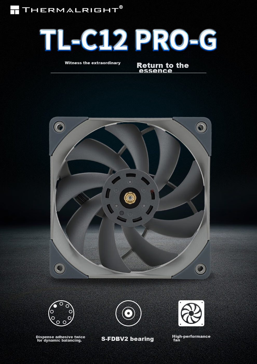Thermalright TL-C12 PRO-G S-FDB V2 Bearing, 12cm Fan, 1850 RPM PMW, 4pin Speed Control, Copper Sleeve Steel Core, Dual-Sided Secondary Dynamic Balance 1