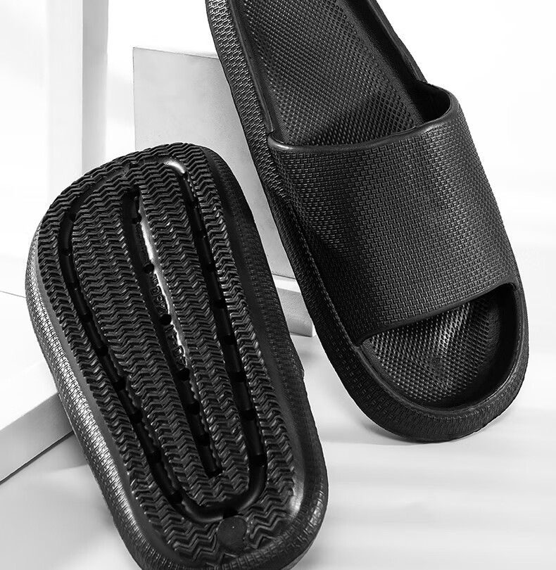 IQGD Slippers for Men And Women, Home Couple Style, Indoor And Outdoor Shower Sandals 002 Black Size 36-37 12