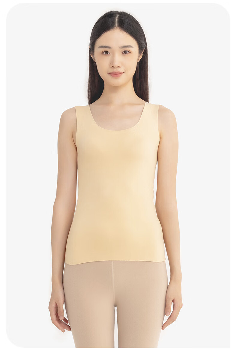 Yiershuang [Cashmere Silk Fleece Lined] Autumn Winter Warm Vest Women's Seamless Cut Thermal Underwear 14