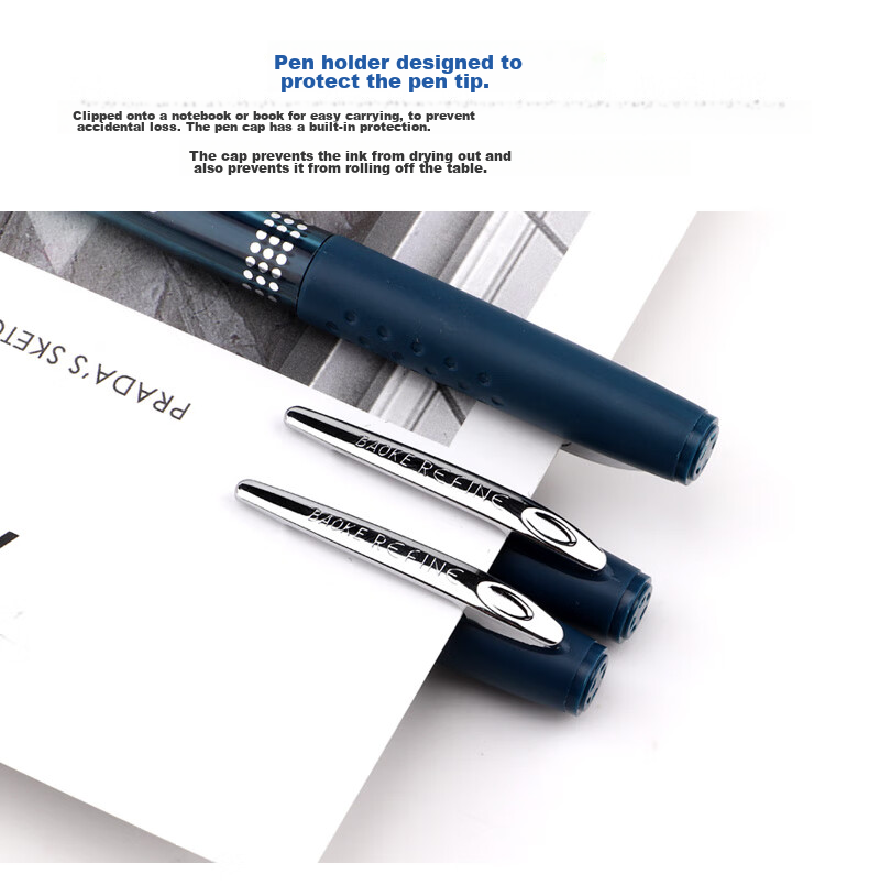 BAOKE PC988, 0.5mm Blue-Black Semi-Needle Tube Gel Pen, Large Capacity Ink Pen, Doctor Prescription Pen, Signing Pen, 12 Pens/box 5