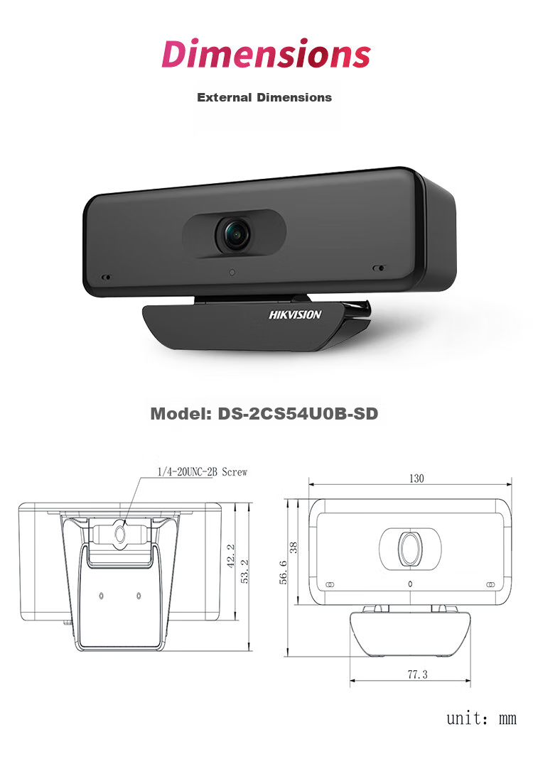 HIKVISION Conference Camera, 8MP Ultra HD Video Conferencing, USB Plug-And Microphone, Conference Solution, Live Streaming, Laptop And Desktop Computer, 54U0B 13