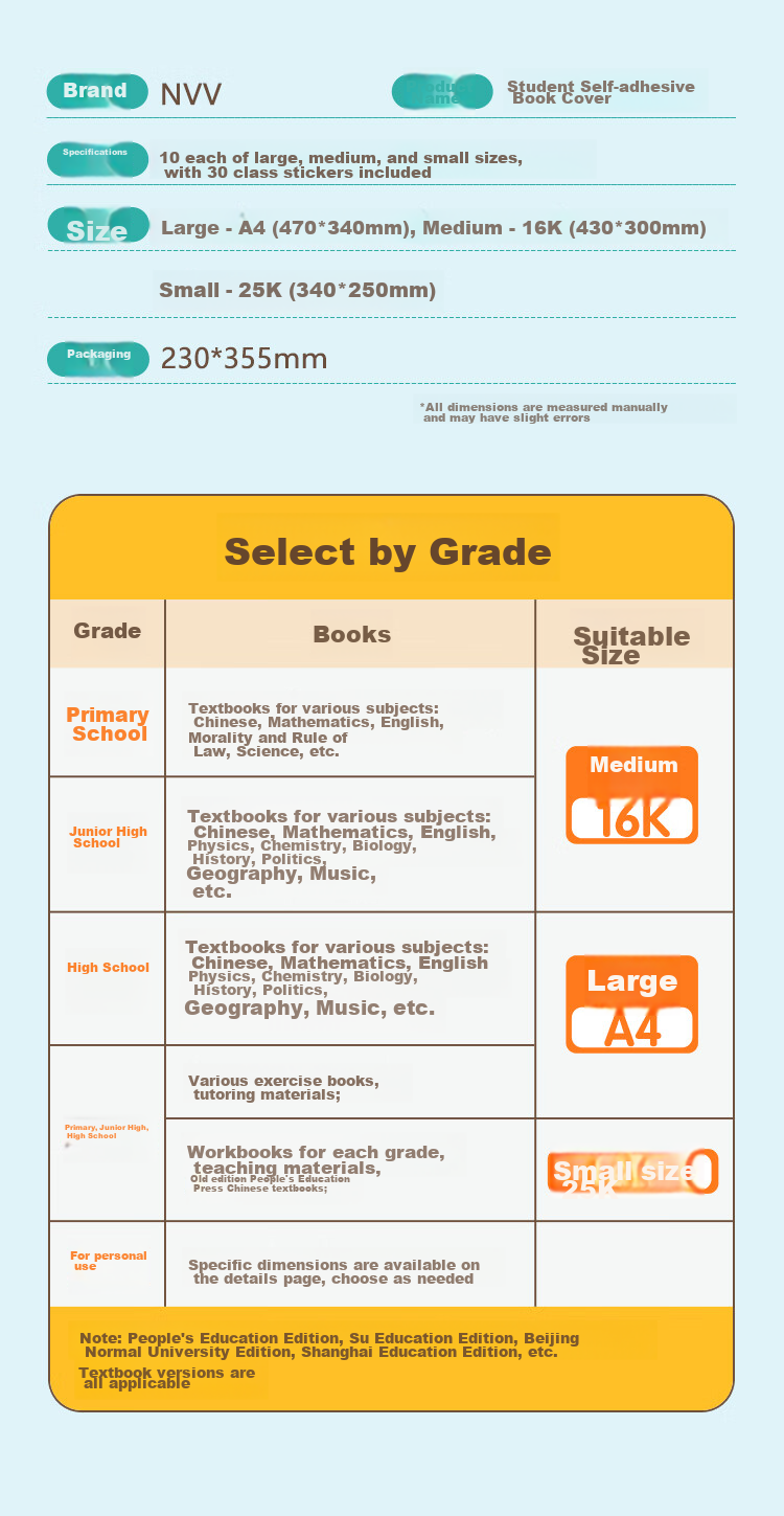 NVV Large A4 Self-Adhesive Book Cover, High School Transparent Frosted Book Cover Film Protective Case for Textbooks And Workbooks, with Name Labels Included, Back to School NR-S01 Large 20 Sheets 13