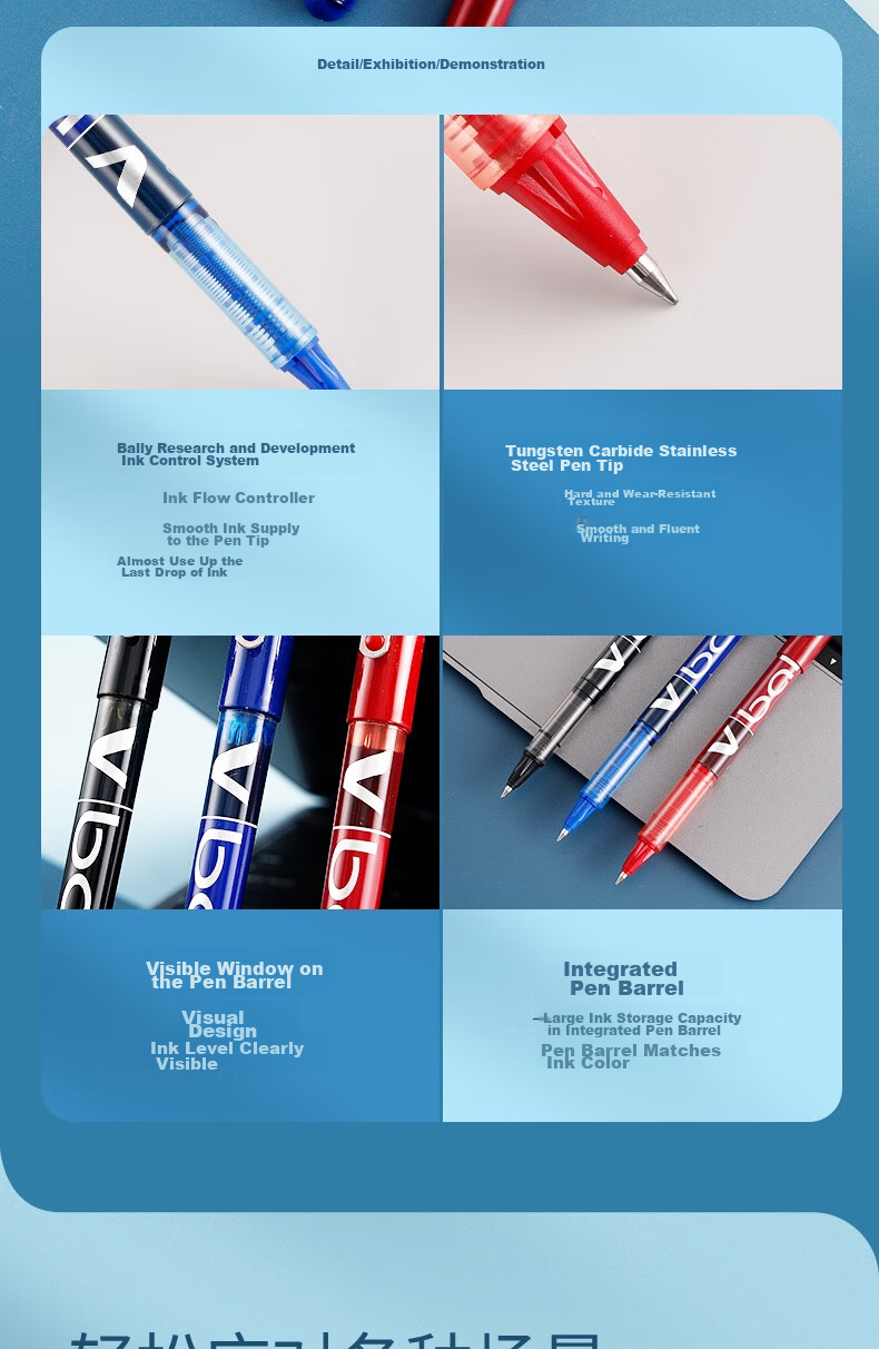 PILOT BL-VB5 Ballpoint Pen with Direct Liquid Ink, Bullet Tip, Gel Pen, Signature Pen, Student Stationery Set, Exam Pen, 0.5mm, Blue, Pack of 12 3