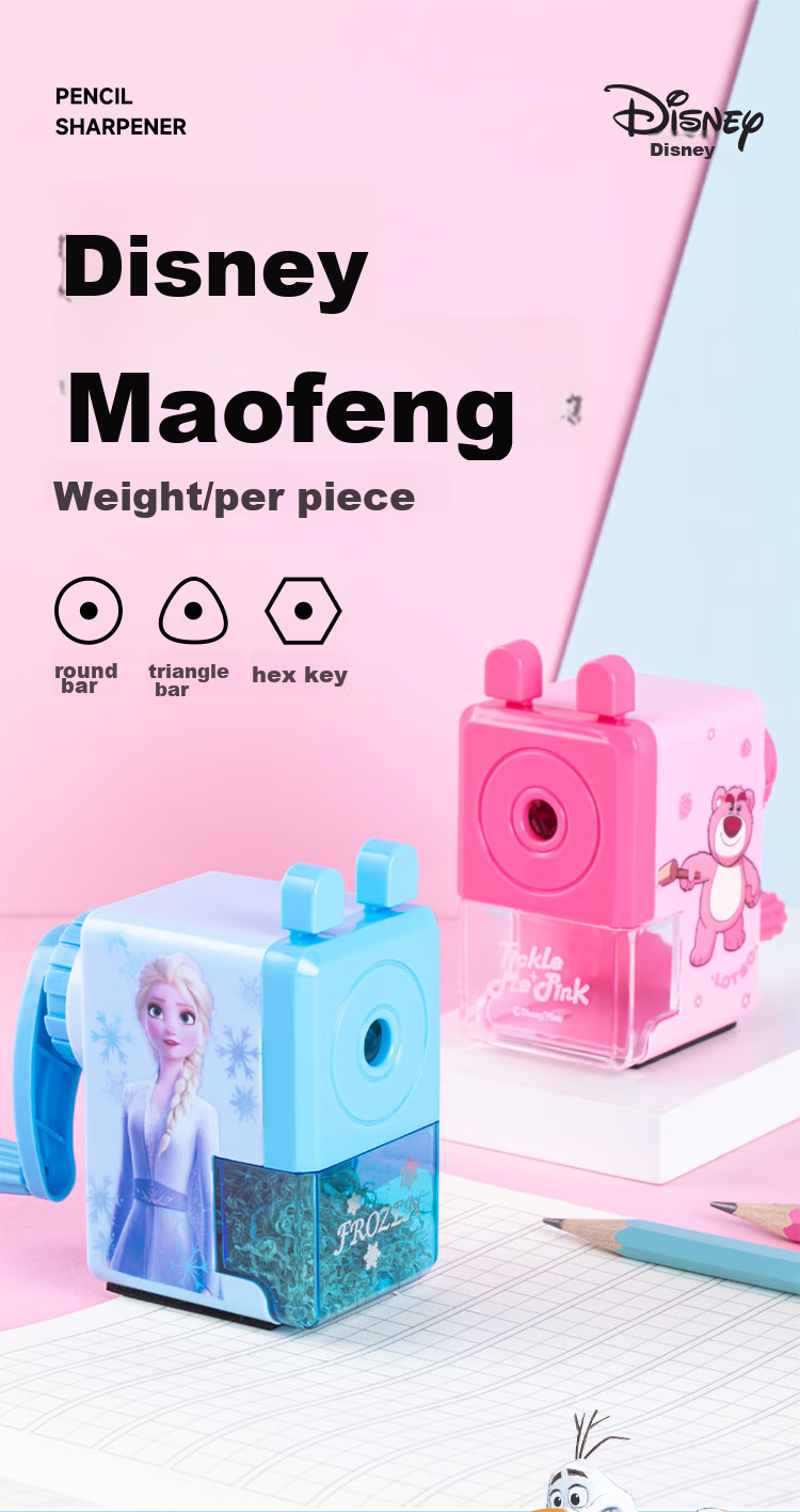 Disney Elementary School Pencil Sharpener, Simple Hand-Cranked Pencil Sharpener/Sharpener Blade/Sharpening Wheel, Portable Children's Pencil Sharpener Graduation Gift Elsa 1