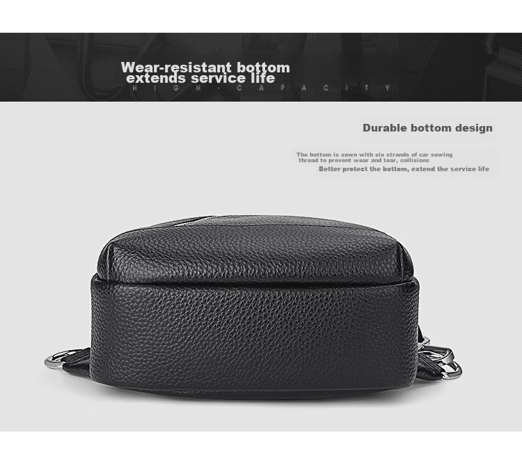 MEXICAN Men's Single-Shoulder Crossbody Top-Grain Leather Chest Bag, Commuter Handbag, Business Travel Lightweight Large-Capacity Birthday Gift 14