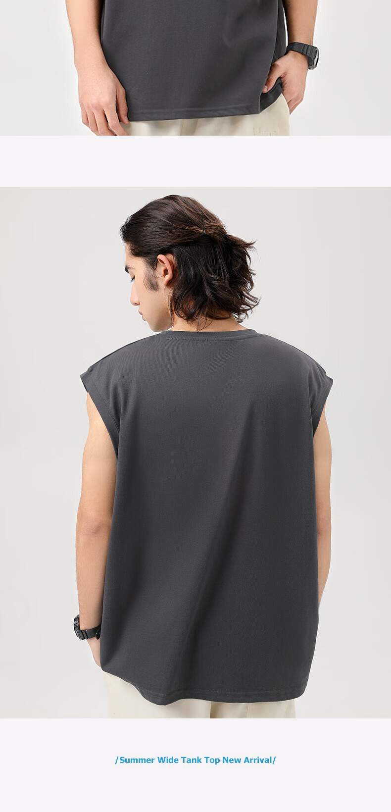 GENIOLAMODE Men's Vest, Pure Cotton Breathable Summer Loose Casual Versatile Sleeveless T-Shirt, Trendy, Black, 2XL 13