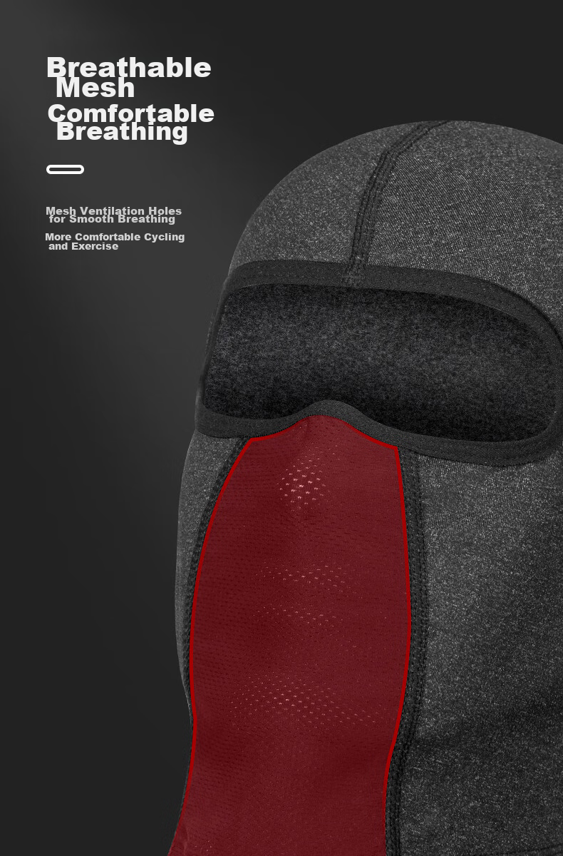 ROCKBROS , Autumn And Winter Warm Face Mask, Fleece Full-Face Motorcycle Balaclava, Outdoor Windproof Riding Neck Gaiter for Men And Women, Deep Black 9