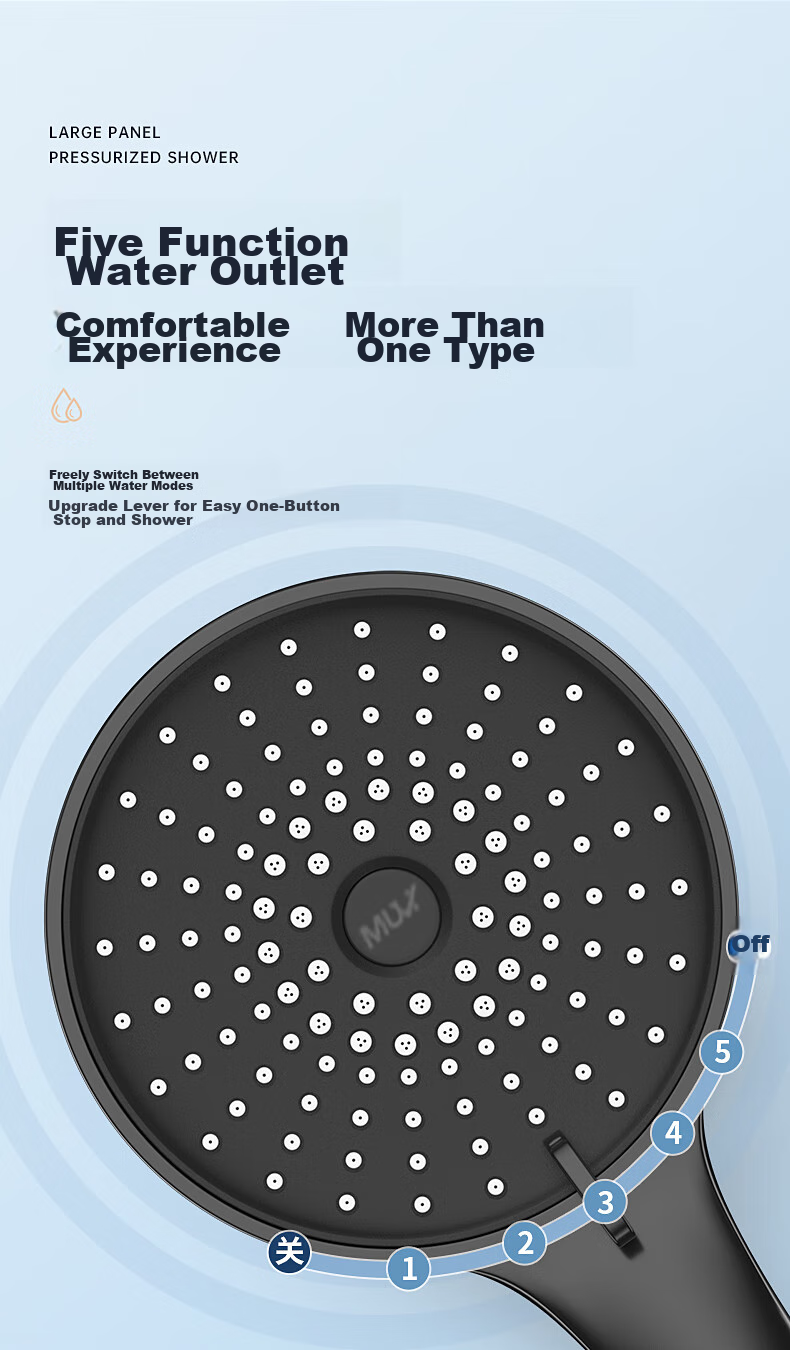 Muvi High-Pressure Shower Head Set, Complete Spray Kit, Bath Shower Head with Hose, High-Pressure Bathroom Handheld Shower Head 10