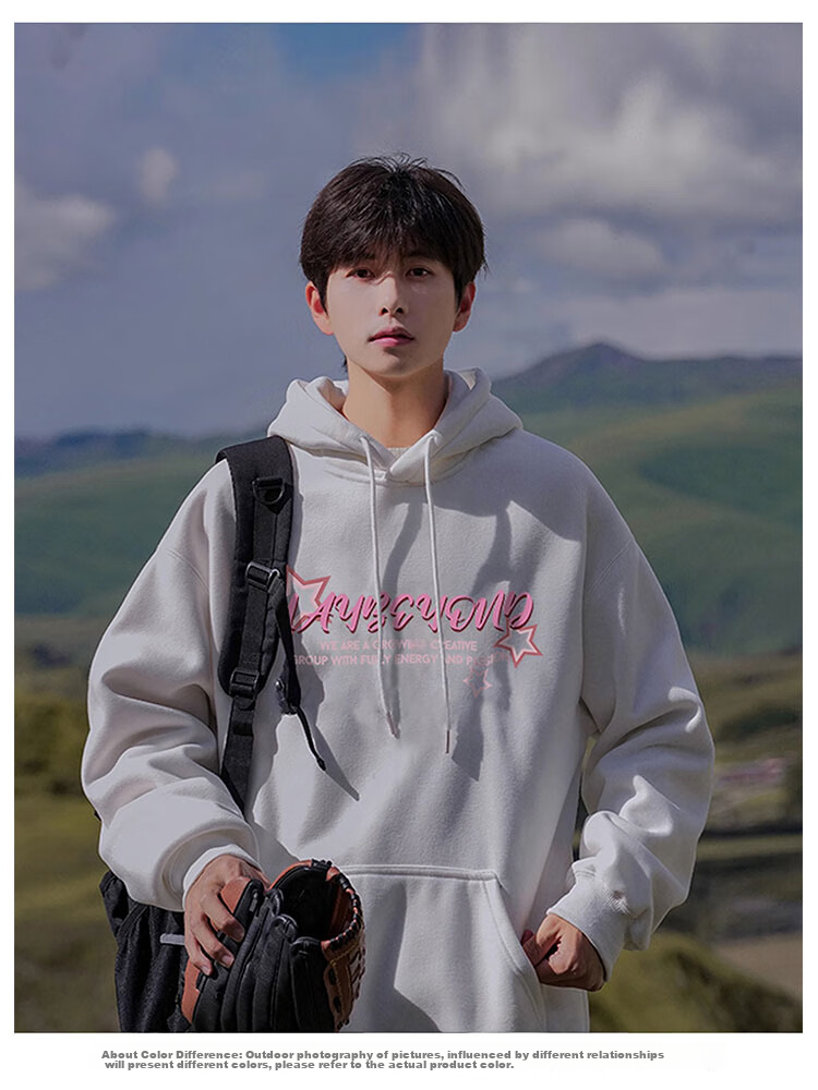 MAYBEYOND Hooded Sweatshirt for Men, Trendy Autumn And Winter American-Style Hoodie, Hong Kong Style Loose-Fitting Couple's Top, MA47 Black XL 9