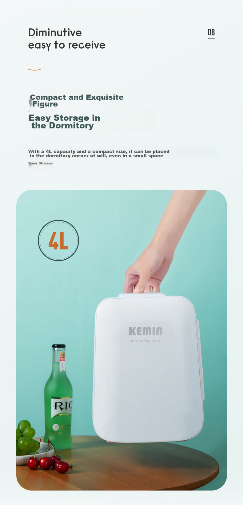 Kemin 4L High-End Car Refrigerator, Dual-Use for Car And Home, Mini Breast Milk Cooler, Small Fridge, Dormitory Refrigerator, Cooling And Heating Box 9