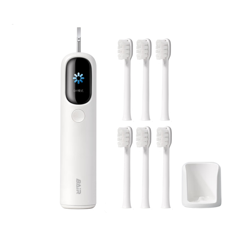 BAIR Large Screen Visual Intelligent Vibration-Scanning Integrated Sonic Electric Toothbrush with TFT Full-Angle Display, Deep Cleaning, Rechargeable Fully Automatic Soft Bristle Gum Protection Student Model, White, I5