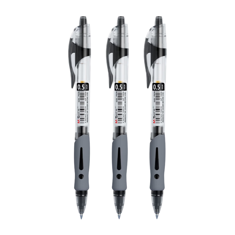 M&G Stationery GP1008 Retractable Gel Pen for Students 0.5mm Black Ink Signature Pen Business Bullet Tip Exam-Specific Writing Pen High-Quality Office Supplies Black 3 Pens/Box