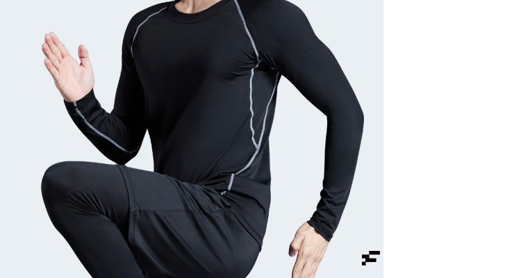 Fandimu Fleece-Lined Sports Set, Four-Piece Men's Fitness Outfit, Long-Sleeve Thin Fleece Base Layer, Elastic Training Basketball Running Set, Size M 24