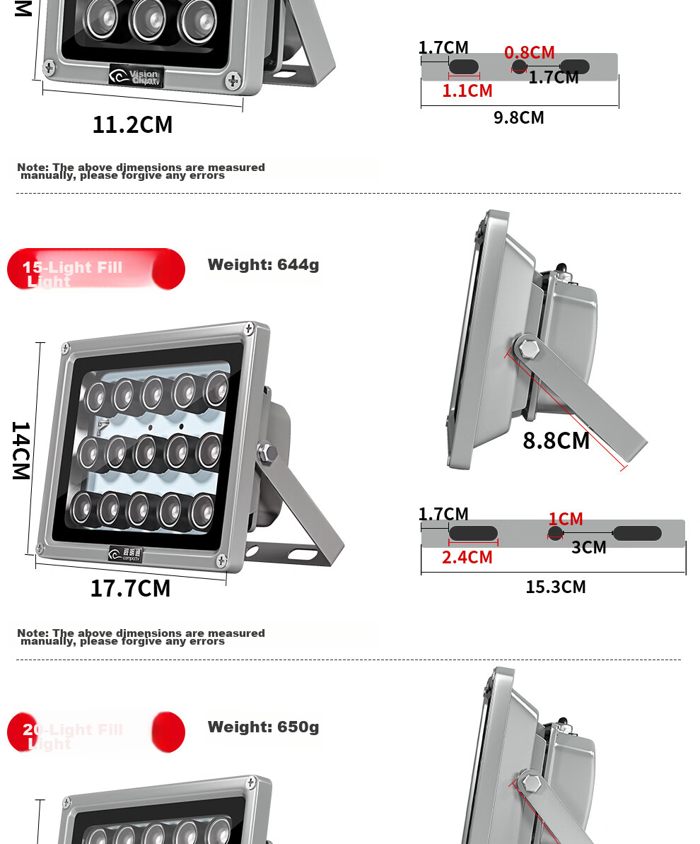 COMPCCTV White Light Camera Fill Light Barrier Parking Lot Night Vision License Plate Monitoring, 220v15 Fill Light 10
