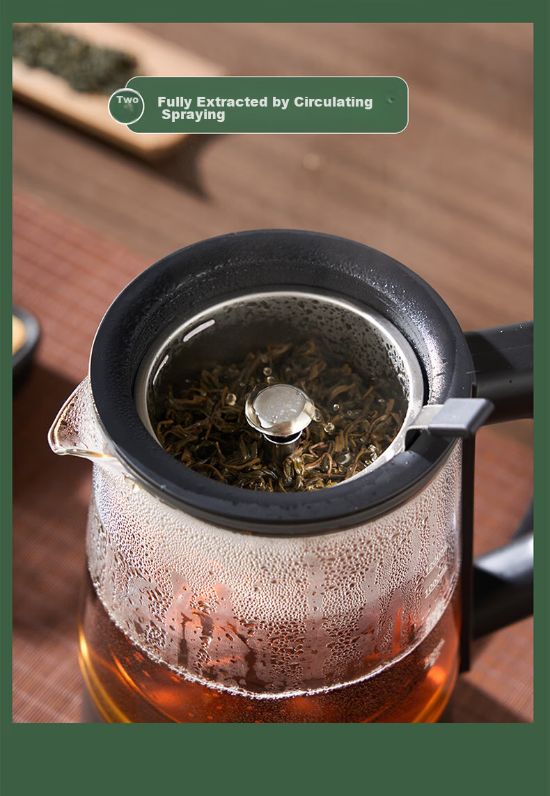 OUMETE Tea Kettle, Tea Maker, Spray-Type Steam Kettle, Health Pot, Glass Constant Temperature Insulated Tea Brewing Kettle OMT-PC1016A (Double Mesh) 4