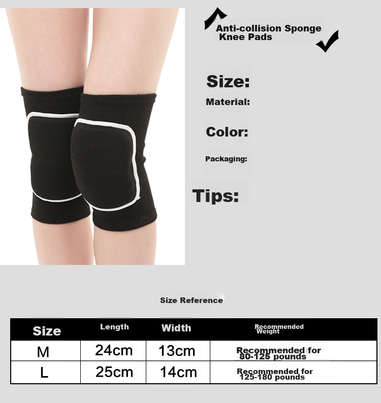 Chidong Shock-Absorbing Sports Knee Pads for Dancing, Kneeling, Thick Foam Knee Protectors for Men And Women, Fitness Knee Protection, Warm Gear, 2-Pack, Size M 3
