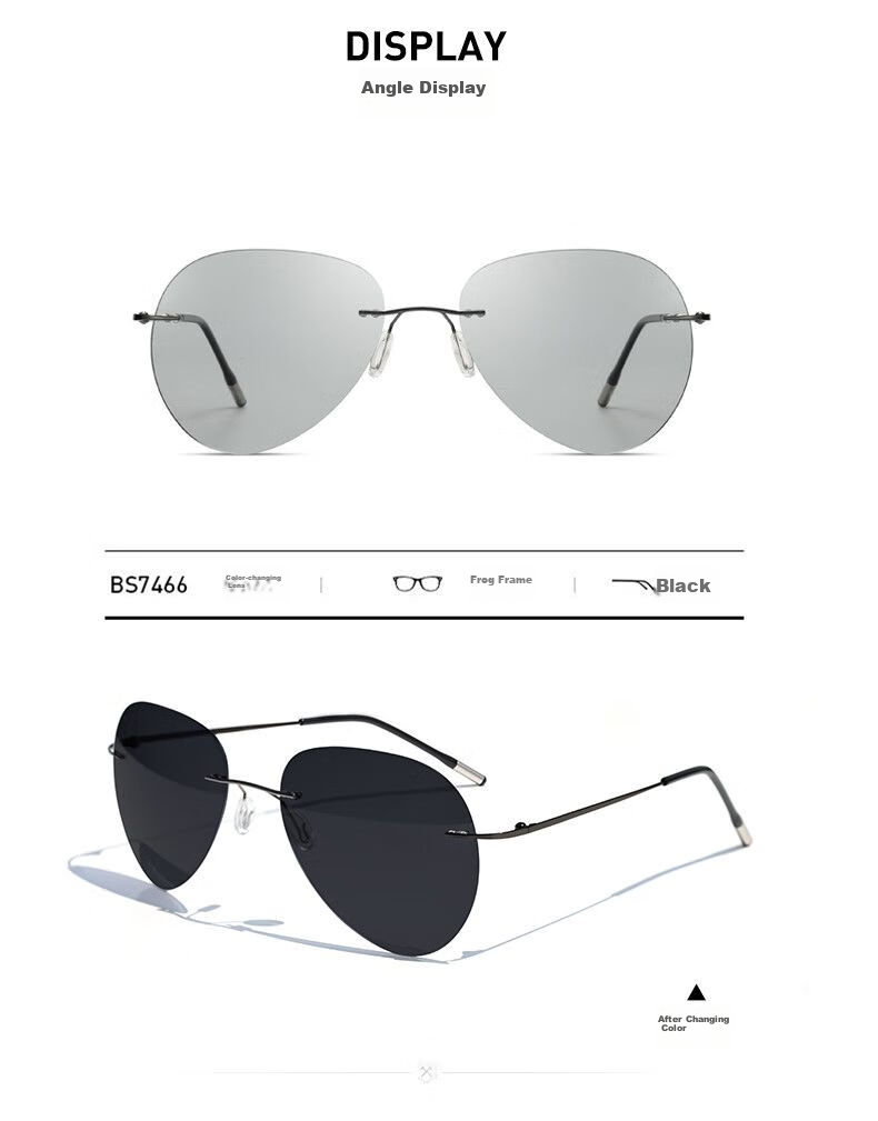 LESCA LUNETIER Ultra-Light Frameless Polarized Sunglasses for Men, Driving-Specific Non-Fading Driving Glasses, Fishing And Pilot Round Sunglasses 15