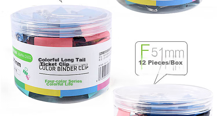 DiLe Premium Series, 24 Pieces of 41mm Black Long Tail Binder Clips, Metal Document Clips, Swallow-Tail Clips, Iron Clips, Office Stationery, Large Size 2632 6