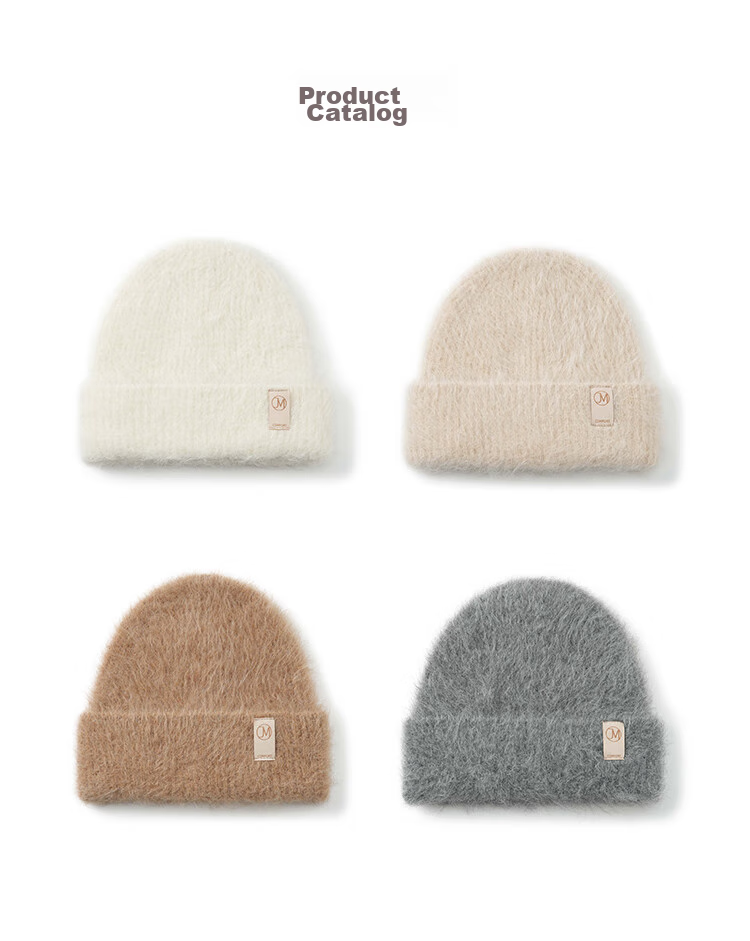 JIUMU Alpaca Wool Warm Knit Hat, Autumn And Winter Knitted Cap, Cold Hat, Winter Hat, Outdoor Ear Protection Hat for Women in Cold Weather 25