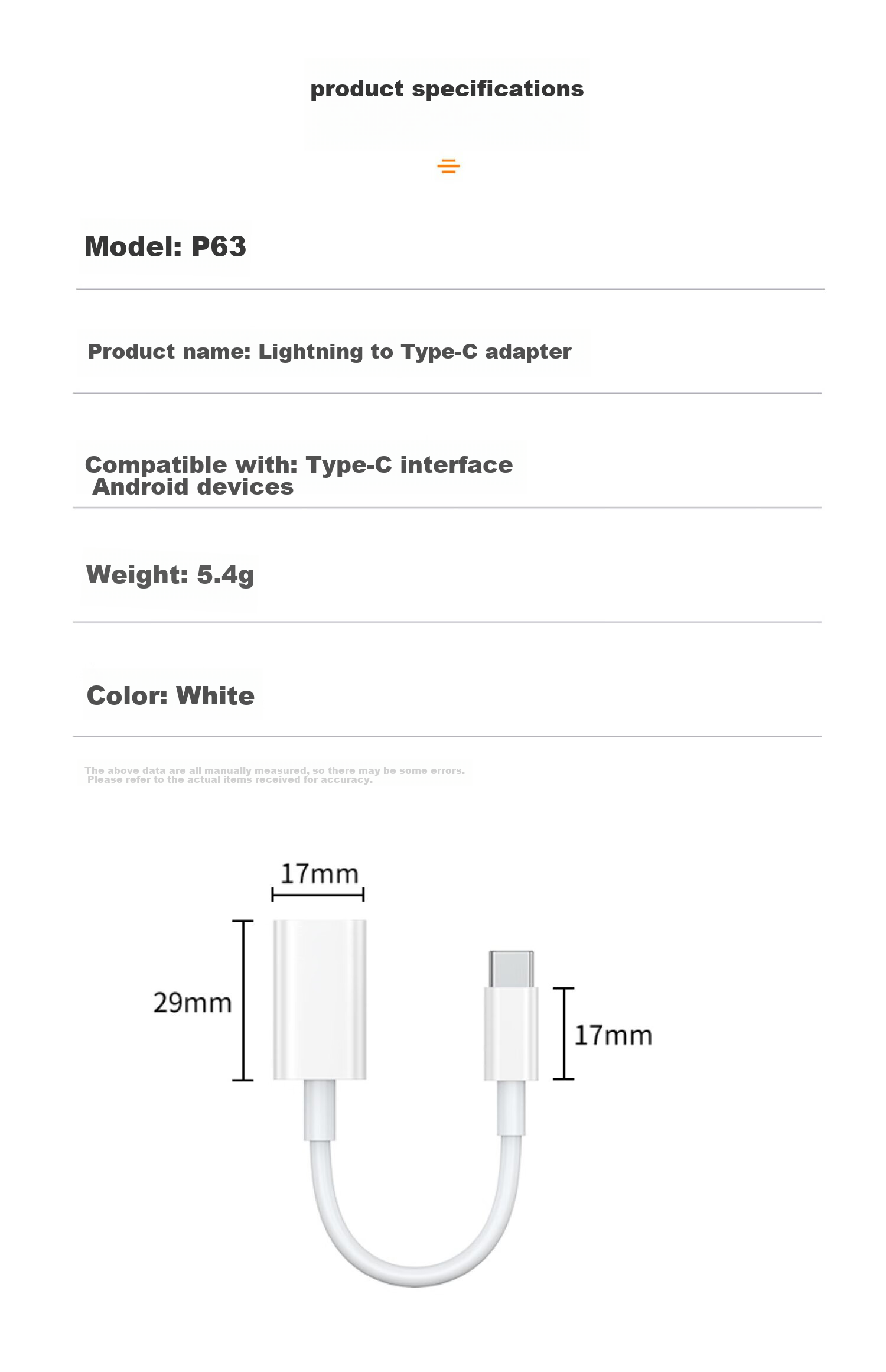 BIAZE Lightning to Type-C Adapter Compatible with Apple 17, Huawei, Xiaomi Fast Charging High-Speed Transfer Ready-To P63 Lightweight Versatile Device Upgraded Converter Charging Data Cable 5