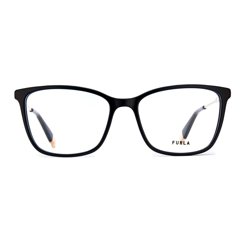 FURLA Full-Frame Women's VFU390S Commuter Myopia Optical Glasses Frame, Optical Glasses 530700, Glossy Black