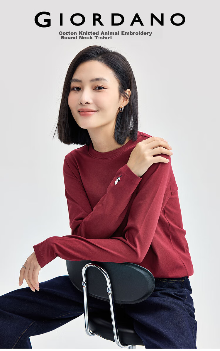 Zara Women's Long Sleeve Cotton T-shirt with Animal Embroidery Casual Round Neck Pullover 05324859 3