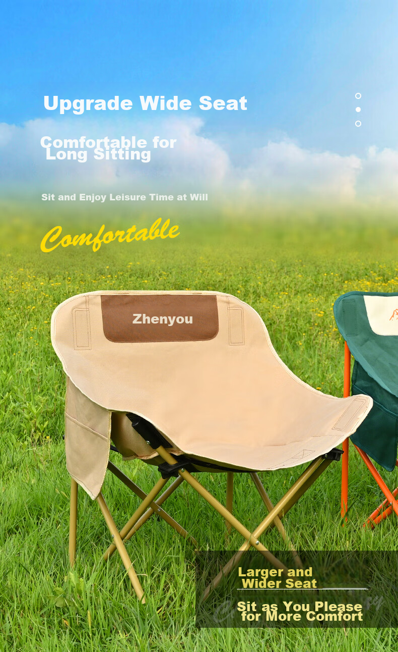 Grsaed Outdoor Folding Chair, Fishing Chair, Portable Fishing Chair, Outdoor Sketching Folding Stool, Camping Leisure Moon Chair, Elegant Black 3