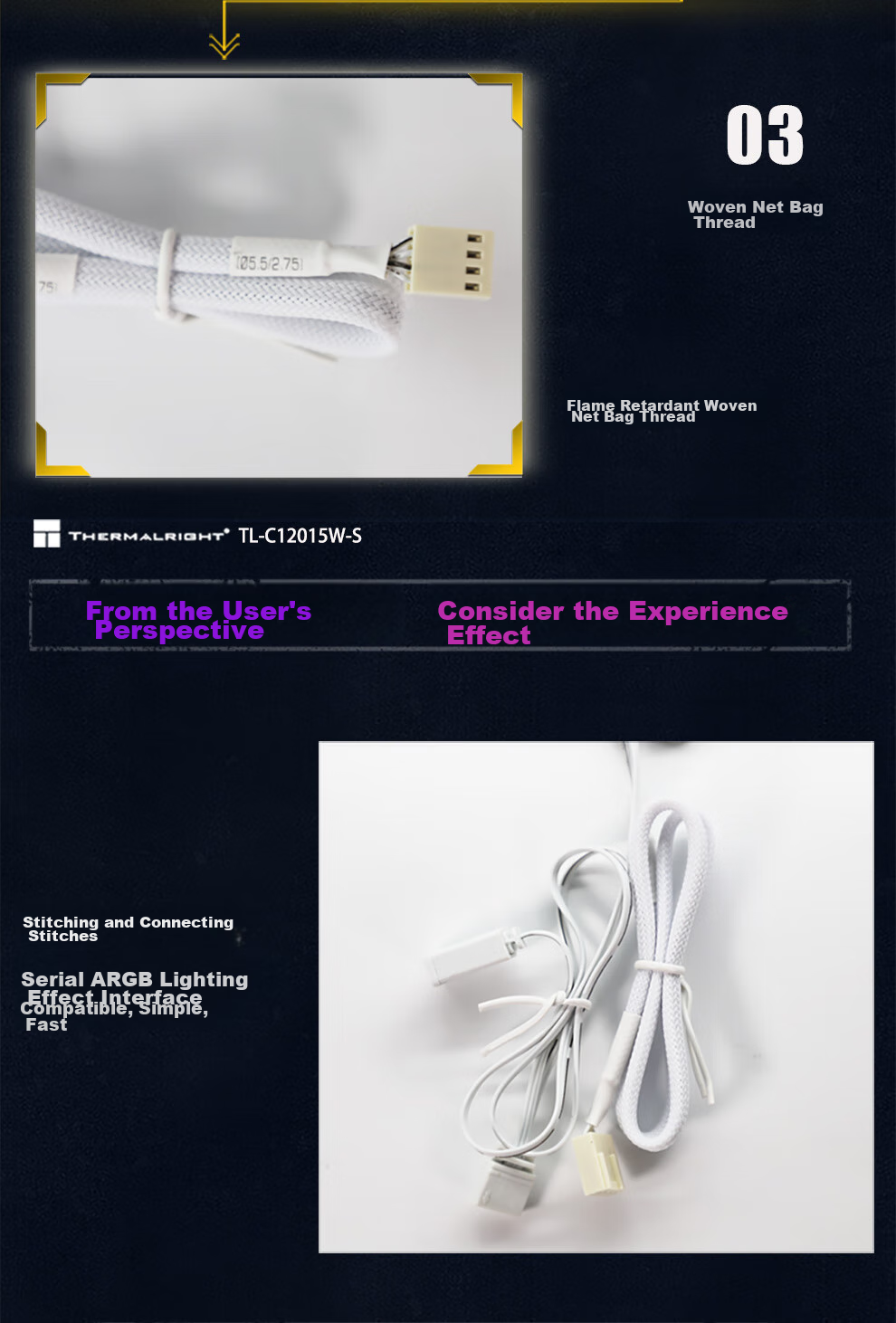 Thermalright TL-C12015W Pure White 12cm ARGB Thin Fan, 15mm Thickness, 4PIN PWM, 1500 RPM, S-FDB V2 Bearing 7