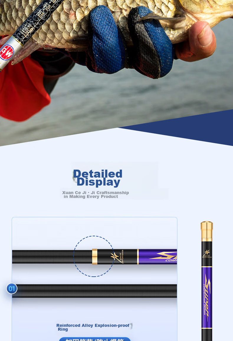GW Fishing Rod, Xuance Jiji Carp Rod, 3.6 Meters Hand Rod, Ultra-Light Ultra-Thin Carbon Fiber Handle, Fishing Pole, Fishing Tackle 14
