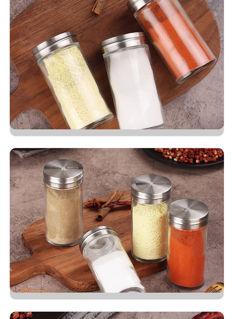 Baijie 100ml Spice Bottles Set of 4 Salt Shaker BBQ Seasoning Bottles Pepper Powder Container Sichuan Pepper Spice Jar Seasoning Box 10