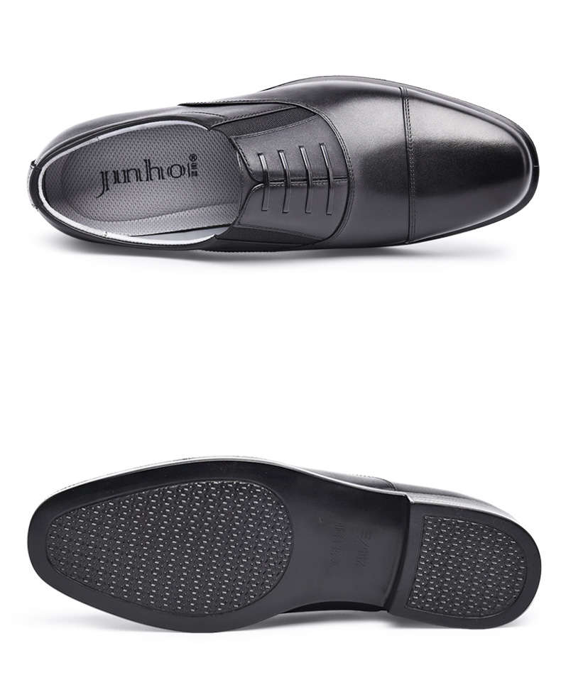 JINHOU Three-Joint Commuter Business Formal Men's Leather Shoes, Fashionable Wedding Shoes, QJ2101A, Black, Size 42 11